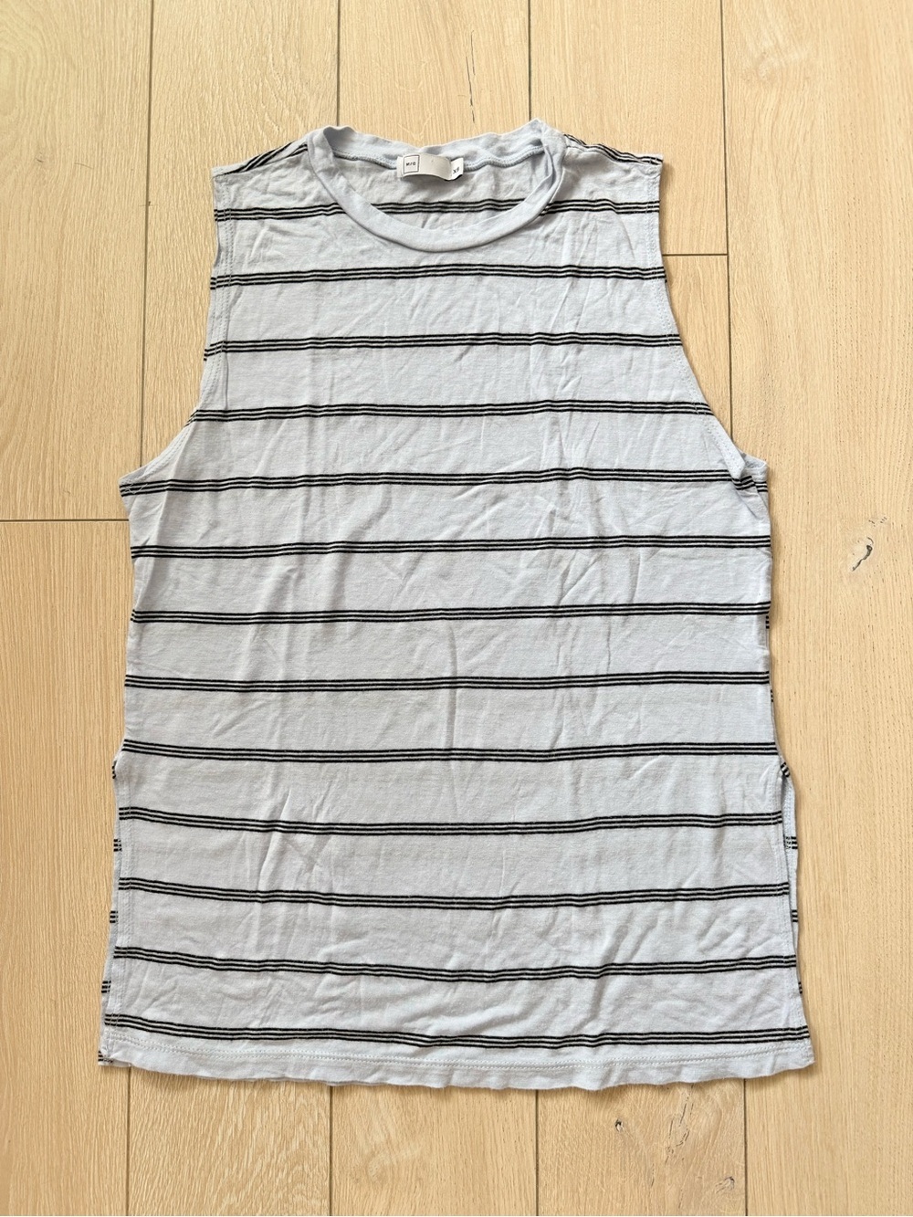 Michelle by Comune Sleeveless Striped Tank Top in Light Blue & Black Size XS